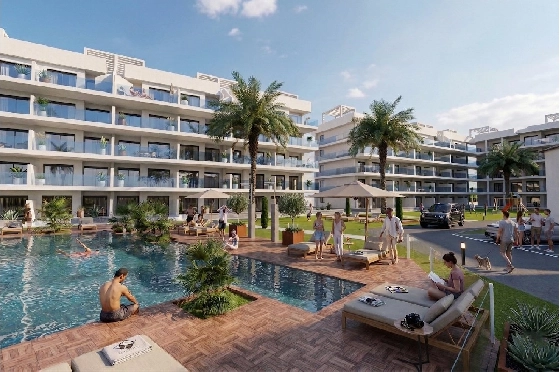 Etagen Apartment in Guardamar del Segura zu verkaufen, Woongedeelte 112 m², Zustand Erstbezug, 3 Slaapkamers, 2 Badkamers, Pool, ref.: HA-GUN-439-A03-1