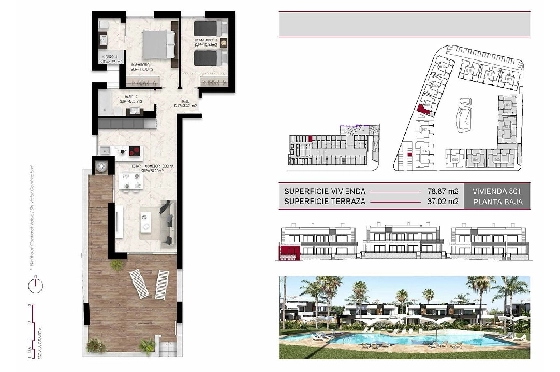 Erdgeschoss Apartment in Ciudad Quesada zu verkaufen, Woongedeelte 116 m², Zustand Erstbezug, Klimaanlage, 2 Slaapkamers, 2 Badkamers, Pool, ref.: HA-CQN-120-A01-15