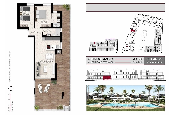 Erdgeschoss Apartment in Ciudad Quesada zu verkaufen, Woongedeelte 116 m², Zustand Erstbezug, Klimaanlage, 2 Slaapkamers, 2 Badkamers, Pool, ref.: HA-CQN-120-A01-16