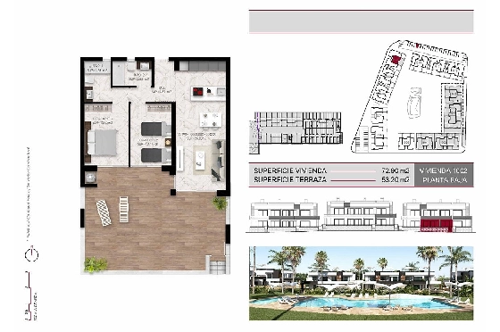 Erdgeschoss Apartment in Ciudad Quesada zu verkaufen, Woongedeelte 116 m², Zustand Erstbezug, Klimaanlage, 2 Slaapkamers, 2 Badkamers, Pool, ref.: HA-CQN-120-A01-17