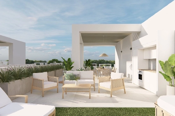 Penthouse Apartment in Los Alcazares zu verkaufen, Woongedeelte 150 m², Zustand Erstbezug, Klimaanlage, 2 Slaapkamers, 2 Badkamers, Pool, ref.: HA-LAN-480-A02-23