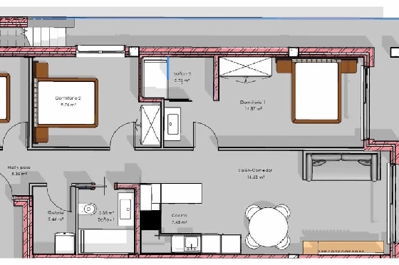 Penthouse Apartment in Guardamar del Segura zu verkaufen, Woongedeelte 182 m², Zustand Erstbezug, 3 Slaapkamers, 2 Badkamers, Pool, ref.: HA-GUN-439-A04-10
