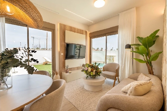 Eck-Reihenhaus in Los Alcazares zu verkaufen, Woongedeelte 146 m², Zustand Erstbezug, Klimaanlage, Grondstuk 177 m², 3 Slaapkamers, 2 Badkamers, Pool, ref.: HA-LAN-480-Q01-4