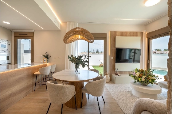 Eck-Reihenhaus in Los Alcazares zu verkaufen, Woongedeelte 146 m², Zustand Erstbezug, Klimaanlage, Grondstuk 177 m², 3 Slaapkamers, 2 Badkamers, Pool, ref.: HA-LAN-480-Q01-5
