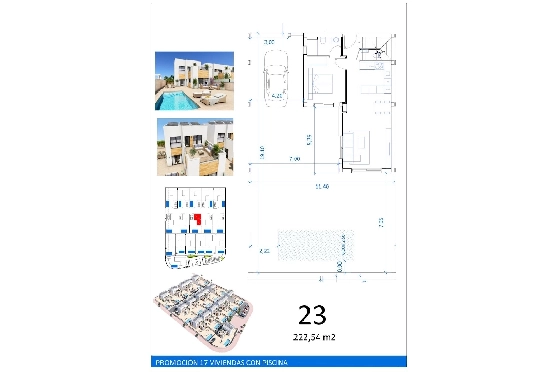 Doppelhaushälfte in San Fulgencio zu verkaufen, Woongedeelte 108 m², Zustand Erstbezug, Klimaanlage, Grondstuk 245 m², 3 Slaapkamers, 2 Badkamers, Pool, ref.: HA-MAN-301-D01-7